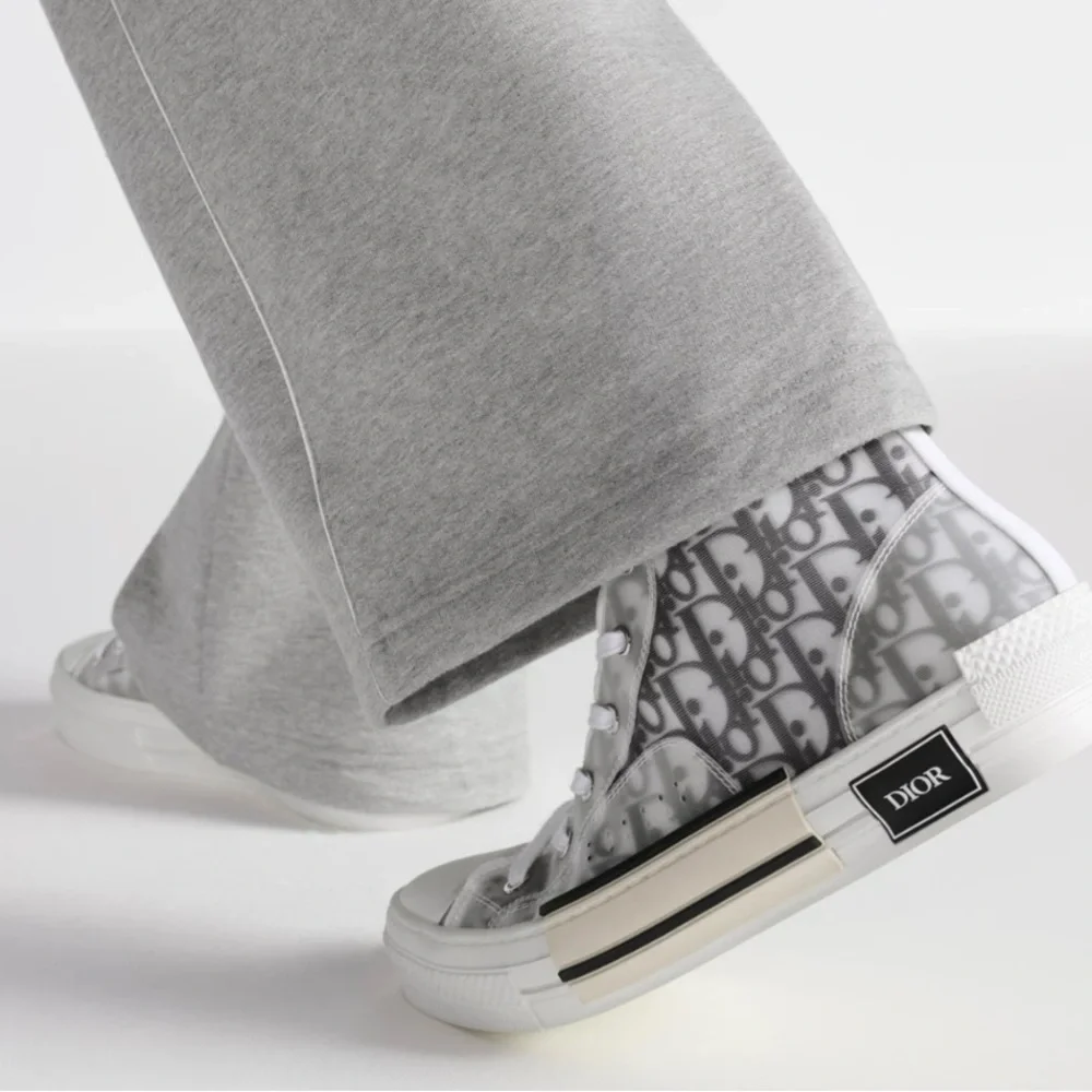 Dior Monogram High-Top Sneakers in Gray and White - Picture 2 of 11